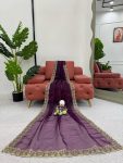 FANCY ORGANZA THREAD SEQUENCE WORK SAREE WITH UNSTITCHED BLOUSE PARTY WEAR WHOLESALE PRICE ETHNIC GARMENT (3)