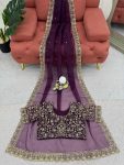 FANCY ORGANZA THREAD SEQUENCE WORK SAREE WITH UNSTITCHED BLOUSE PARTY WEAR WHOLESALE PRICE ETHNIC GARMENT (3)