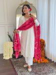 FANCY RAYON SLUB EMBROIDERY PRINT WORK TOP BOTTOM WITH DUPATTA PARTY WEAR WHOLESALE PRICE ETHNIC GARMENT (11)