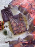 FANCY ROMAN SILK EMBROIDERY SEQUENCE WORK TOP BOTTOM WITH DUPATTA PARTY WEAR WHOLESALE PRICE ETHNIC GARMENT (3)