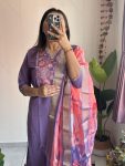 FANCY ROMAN SILK EMBROIDERY SEQUENCE WORK TOP BOTTOM WITH DUPATTA PARTY WEAR WHOLESALE PRICE ETHNIC GARMENT (3)