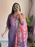 FANCY ROMAN SILK EMBROIDERY SEQUENCE WORK TOP BOTTOM WITH DUPATTA PARTY WEAR WHOLESALE PRICE ETHNIC GARMENT (3)