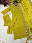 FANCY ROMAN SILK EMBROIDERY WORK TOP BOTTOM WITH DUPATTA FESTIVE WEAR WHOLESALE PRICE ETHNIC GARMENT (12)