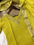 FANCY ROMAN SILK EMBROIDERY WORK TOP BOTTOM WITH DUPATTA FESTIVE WEAR WHOLESALE PRICE ETHNIC GARMENT (12)