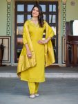FANCY ROMAN SILK EMBROIDERY WORK TOP BOTTOM WITH DUPATTA FESTIVE WEAR WHOLESALE PRICE ETHNIC GARMENT (12)