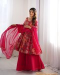 FANCY RROMAN SILK DISCHARGE PRINTING WORK KEDIYA STYLE TOP PALAZZO WITH DUPATTA PARTY WEAR WHOLESALE PRICE ETHNIC GARMENT (17)