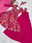 FANCY RROMAN SILK DISCHARGE PRINTING WORK KEDIYA STYLE TOP PALAZZO WITH DUPATTA PARTY WEAR WHOLESALE PRICE ETHNIC GARMENT (17)