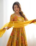 FANCY RROMAN SILK DISCHARGE PRINTING WORK KEDIYA STYLE TOP PALAZZO WITH DUPATTA PARTY WEAR WHOLESALE PRICE ETHNIC GARMENT (2)