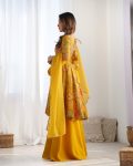 FANCY RROMAN SILK DISCHARGE PRINTING WORK KEDIYA STYLE TOP PALAZZO WITH DUPATTA PARTY WEAR WHOLESALE PRICE ETHNIC GARMENT (2)