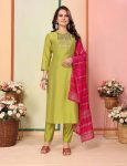 FANCY SILK THREAD EMBROIDERY WORK TOP BOTTOM WITH DUPATTA FESTIVE WEAR WHOLESALE PRICE ETHNIC GARMENT (4)