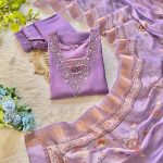 FANCY SOFT SILK HANDWORK THREAD SEQUENCE WORK TOP BOTTOM WITH DUPATTA PARTY WEAR WHOLESALE PRICE ETHNIC GARMENT (1)