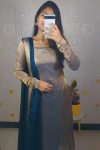 FANCY SPACE SILK PLAIN TOP WITH STAR SHINING  GEORGETTE DUPATTA  GREY