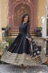 FANCY STAR GEORGETTE EMBROIDERY ZARI SEQUENCE WORK GOWN WITH DUPATTA FESTIVE WEAR WHOLESALE PRICE ETHNIC GARMENT (2)
