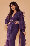 FANCY STAR GEORGETTE WITH FRILL WORK READY TO WEAR SAREE WITH STITCHED BLOUSE PARTY WEAR WHOLESALE PRICE ETHNIC GARMENT (4)
