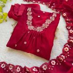 FANCY VICHITRA SILK HAND WORK GOWN BOTTOM WITH DUPATTA PARTY WEAR WHOLESALE PRICE ETHNIC GARMENT (2)