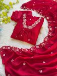 FANCY VICHITRA SILK HAND WORK GOWN BOTTOM WITH DUPATTA PARTY WEAR WHOLESALE PRICE ETHNIC GARMENT (2)