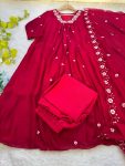 FANCY VICHITRA SILK HAND WORK GOWN BOTTOM WITH DUPATTA PARTY WEAR WHOLESALE PRICE ETHNIC GARMENT (2)