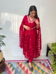 FANCY VICHITRA SILK HAND WORK GOWN BOTTOM WITH DUPATTA PARTY WEAR WHOLESALE PRICE ETHNIC GARMENT (2)