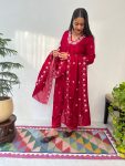 FANCY VICHITRA SILK HAND WORK GOWN BOTTOM WITH DUPATTA PARTY WEAR WHOLESALE PRICE ETHNIC GARMENT (2)