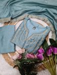 FANCY VICHITRA SILK SEQUENCE CODING EMBROIDERY WORK TOP BOTTOM WITH DUPATTA FESTIVE WEAR WHOLESALE PRICE ETHNIC GARMENT (5)