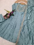 FANCY VICHITRA SILK SEQUENCE CODING EMBROIDERY WORK TOP BOTTOM WITH DUPATTA FESTIVE WEAR WHOLESALE PRICE ETHNIC GARMENT (5)