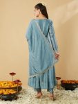 FANCY VICHITRA SILK SEQUENCE CODING EMBROIDERY WORK TOP BOTTOM WITH DUPATTA FESTIVE WEAR WHOLESALE PRICE ETHNIC GARMENT (5)