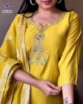 FANCY VISCOSE CHANDERY SILK EMBROIDREY WORK TOP BOTTOM WITH DUPATTA PARTY WEAR WHOLESALE PRICE ETHNIC GARMENT (3)