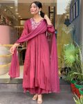 FANCY VISCOSE CHINON SEQUENCE CODING EMBROIDERY WORK TOP BOTTOM WITH DUPATTA FESTIVE WEAR WHOLESALE PRICE ETHNIC GARMENT (5)