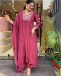FANCY VISCOSE CHINON SEQUENCE CODING EMBROIDERY WORK TOP BOTTOM WITH DUPATTA FESTIVE WEAR WHOLESALE PRICE ETHNIC GARMENT (5)