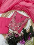 FANCY VISCOSE CHINON SEQUENCE CODING EMBROIDERY WORK TOP BOTTOM WITH DUPATTA FESTIVE WEAR WHOLESALE PRICE ETHNIC GARMENT (5)