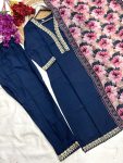 FANCY VISCOSE SLUB EMBROIDERY CODING WORK TOP BOTTOM WITH DUPATTA PARTY WEAR WHOLESALE PRICE ETHNIC GARMENT (4)