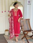 FANCY VISCOSE SLUB EMBROIDERY CODING WORK TOP BOTTOM WITH DUPATTA PARTY WEAR WHOLESALE PRICE ETHNIC GARMENT (5)