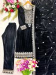 FANCY VISCOSE VELVET EMBROIDERY SEQUENCE WORK TOP BOTTOM WITH DUPATTA PARTY WEAR WHOLESALE PRICE ETHNIC GARMENT (6)