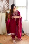 FANCY VISCOSE VELVET EMBROIDERY SEQUENCE WORK TOP BOTTOM WITH DUPATTA PARTY WEAR WHOLESALE PRICE ETHNIC GARMENT (8)