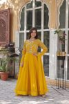 FANCYBLOOMING GEORGETTE EMBROIDERY WORK GOWN WITH DUPATTA PARTY WEAR WHOLESALE PRICE ETHNIC GARMENT (1)