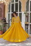 FANCYBLOOMING GEORGETTE EMBROIDERY WORK GOWN WITH DUPATTA PARTY WEAR WHOLESALE PRICE ETHNIC GARMENT (1)