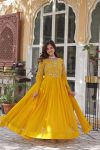 FANCYBLOOMING GEORGETTE EMBROIDERY WORK GOWN WITH DUPATTA PARTY WEAR WHOLESALE PRICE ETHNIC GARMENT (1)
