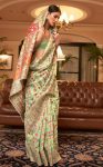 FASHIONABLE BANARASI SILK ZARI WORK SAREE WITH UNSTITCHED BLOUSE PARTY WEAR WHOLESALE PRICE ETHNIC GARMENT (3)