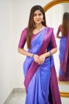 FASHIONABLE BANARASI SOFT SILK WEAVING WORK SAREE WITH UNSTITCHED BLOUSE PARTY WEAR WHOLESALE PRICE ETHNIC GARMENT (3)