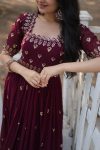 FASHIONABLE BLOOMING GEORGETTE EMBROIDERY ZARI SEQUENCE WORK ONLY GOWN PARTY WEAR WHOLESALE PRICE ETHNIC GARMENT (9)