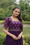FASHIONABLE BLOOMING GEORGETTE EMBROIDERY ZARI SEQUENCE WORK ONLY GOWN PARTY WEAR WHOLESALE PRICE ETHNIC GARMENT (16)