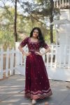 FASHIONABLE BLOOMING GEORGETTE EMBROIDERY ZARI SEQUENCE WORK ONLY GOWN PARTY WEAR WHOLESALE PRICE ETHNIC GARMENT (9)
