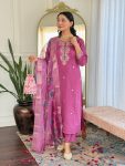 FASHIONABLE CHANDERI SILK EMBROIDERY CODING SEQUENCE WORK TOP BOTTOM WITH DUPATTA PARTY WEAR WHOLESALE PRICE ETHNIC GARMENT (4)