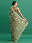 FASHIONABLE CHINON DIGITAL PRINTED EMBROIDREY CODING SEQUENCE WORK SAREE WITH UNSTITCHED BLOUSE AND WAIST BELT PARTY WEAR WHOLESALE PRICE ETHNIC GARMENT (9)