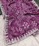 FASHIONABLE CHINON DIGITAL PRINTED EMBROIDREY CODING SEQUENCE WORK SAREE WITH UNSTITCHED BLOUSE AND WAIST BELT PARTY WEAR WHOLESALE PRICE ETHNIC GARMENT (3)