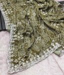 FASHIONABLE CHINON DIGITAL PRINTED EMBROIDREY CODING SEQUENCE WORK SAREE WITH UNSTITCHED BLOUSE AND WAIST BELT PARTY WEAR WHOLESALE PRICE ETHNIC GARMENT (9)
