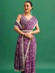 FASHIONABLE CHINON DIGITAL PRINTED EMBROIDREY CODING SEQUENCE WORK SAREE WITH UNSTITCHED BLOUSE AND WAIST BELT PARTY WEAR WHOLESALE PRICE ETHNIC GARMENT (3)