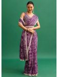 FASHIONABLE CHINON DIGITAL PRINTED EMBROIDREY CODING SEQUENCE WORK SAREE WITH UNSTITCHED BLOUSE AND WAIST BELT PARTY WEAR WHOLESALE PRICE ETHNIC GARMENT (3)