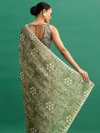 FASHIONABLE CHINON DIGITAL PRINTED EMBROIDREY CODING SEQUENCE WORK SAREE WITH UNSTITCHED BLOUSE AND WAIST BELT PARTY WEAR WHOLESALE PRICE ETHNIC GARMENT (9)