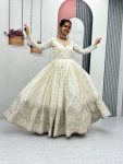 FASHIONABLE CHINON EMBROIDERY SEQUENCE WORK GOWN WITH DUPATTA PARTY WEAR WHOLESALE PRICE ETHNIC GARMENT (7)